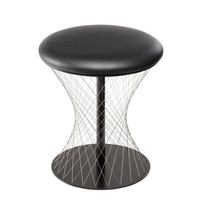 Grauer Network Hocker Favius mit schwarzer Sitzfläche und filigranem Drahtgestell. Moderner Design Hocker.